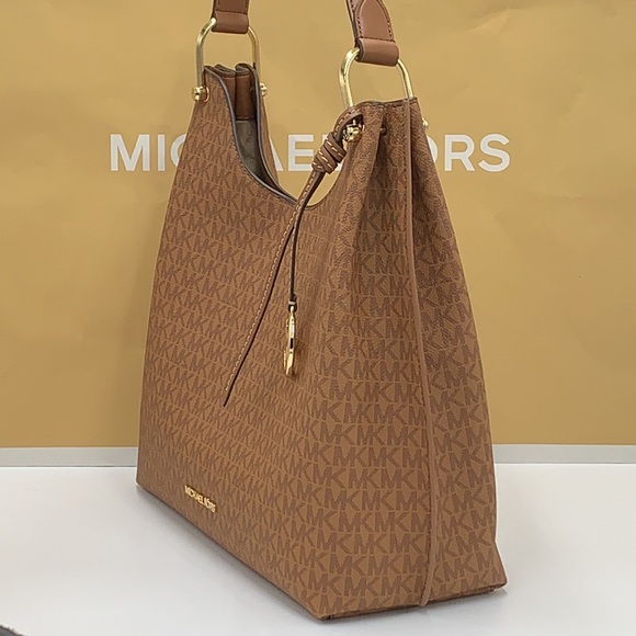 Michael Kors Joan Large Luggage Multi Signature Leather Slouchy Shoulder Handbag - Picture 6 of 14